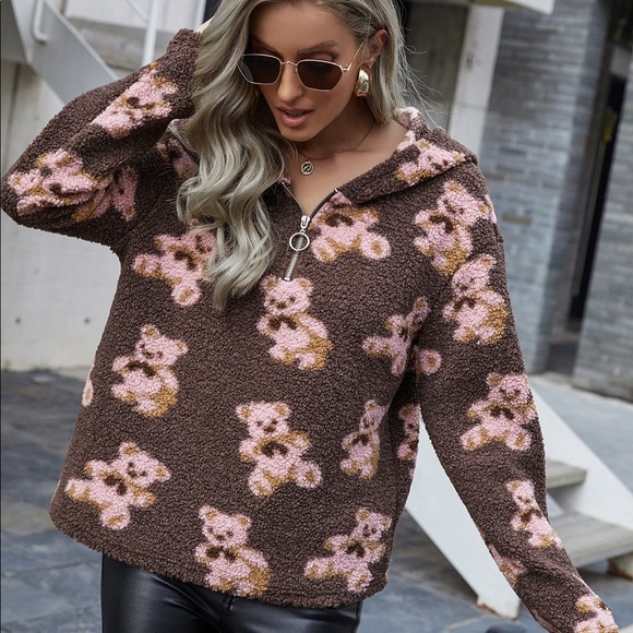 New teddy print hoodie - Picture 1 of 1